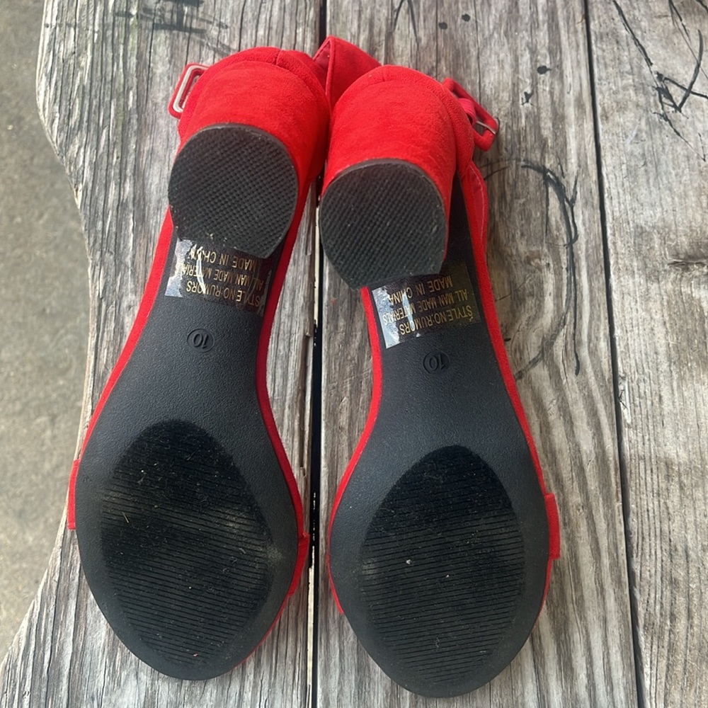 AND Red High Stiletto Heels with Bow - Picture 8 of 9